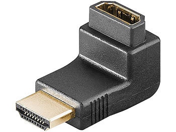 HDMI Winkelstecker: auvisio HDMI-Adapter Typ-A-Buchse auf Typ-A-Stecker, 90° gewinkelt