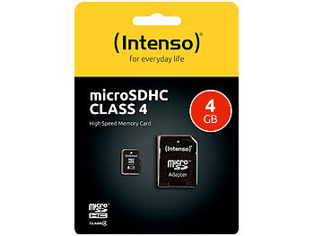 Micro SD Karten: Intenso microSDHC Speicherkarte 4 GB  Class 4 inkl. SD-Adapter