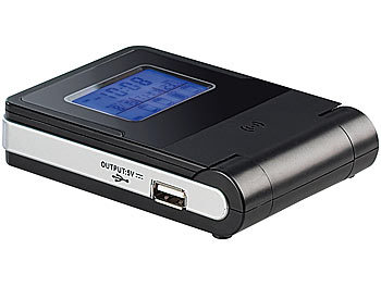 tka 2in1-Akku-Ladegerät: Tischlader & LCD-Uhr inkl. 4 tka Power-Akkus