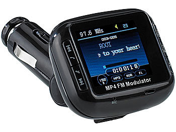 auvisio Bluetooth-Freisprecher & FM-Transmitter mit TFT & Videoplayer