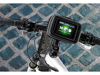 Handyhalterung Motorrad: NavGear Spritzwasserfeste Navi-Schutztasche mit Powerbank, groß