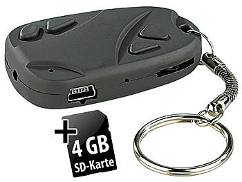 OctaCam Mini-Schlüsselbund-Videokamera, Vorteils-Set mit 4 GB micro-SD 