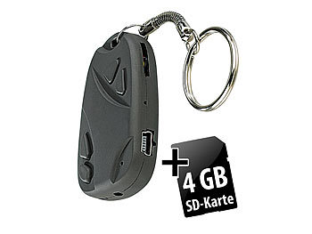 OctaCam Mini-Schlüsselbund-Videokamera, Vorteils-Set mit 4 GB micro-SD 