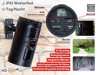 VisorTech Wetterfeste HD-Überwachungskamera IRC-100 mit Nachtsicht, SD-Recording