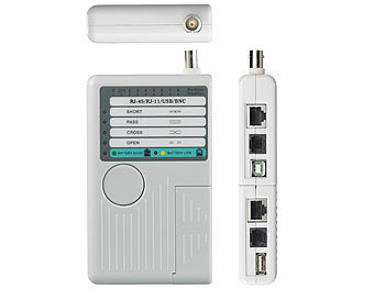7links 4in1-Kabeltester mit Tasche, für RJ-45, RJ-11, BNC und USB Typ A auf B