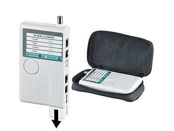 4in1-Kabeltester mit Tasche, fÃ¼r RJ-45, RJ-11, BNC und USB Typ A auf B / Kabeltester
