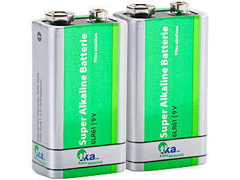 Superlife 9V-Block Alkaline-Batterie, 2er Set / Batterien