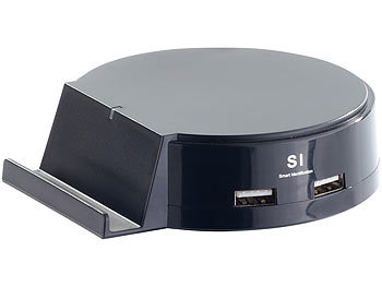 revolt Intelligente 4 Port USB-Ladestation mit Geräte-Halterung, 25 W