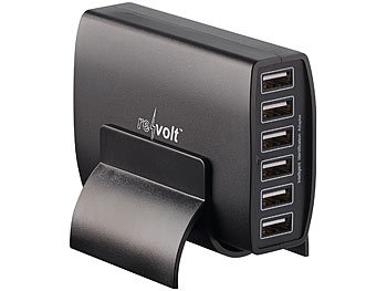 revolt 6-fach-Ladestation mit 6-Port-USB-Netzteil, Smart Power, 60 Watt, 12 A