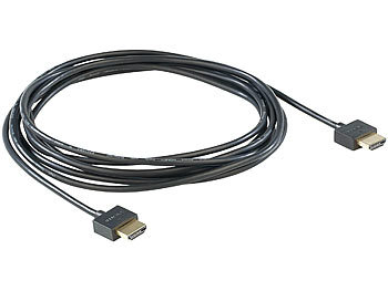 auvisio Ultraflaches HDMI-1.4-Kabel m. vergoldeten Kontakten, Full HD, 3D, 3 m