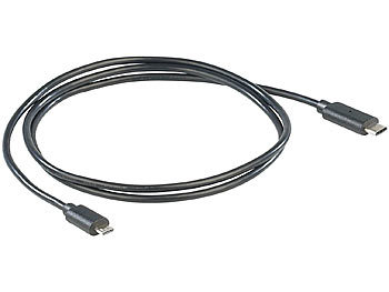 auvisio USB-2.0-Anschlusskabel C-Stecker auf Micro-B-Stecker, 1 m