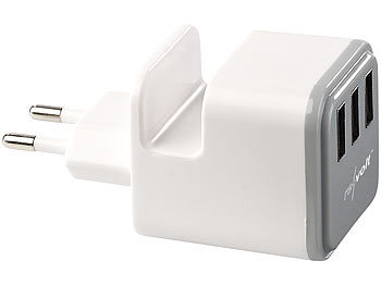 revolt 3-Port-USB-Netzteil 230 Volt mit Handyablage, 3,4 A