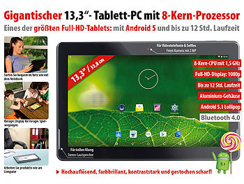 TOUCHLET 13,3"-Tablet-PC X13.Octa mit 8-Kern-CPU, Android 5.1, Full HD