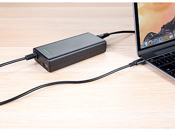 revolt Slim-Netzteil für MacBooks, 90 Watt, USB-Typ-C-Stecker & USB-Ladeport