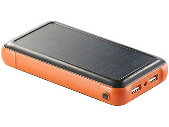 revolt Solar-Powerbank mit 20.000 mAh; Ladestand-Anzeige und 2 USB-Ports