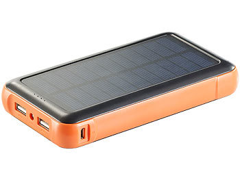 revolt Solar-Powerbank mit 20.000 mAh; Ladestand-Anzeige und 2 USB-Ports