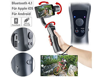 Somikon 3-Achsen-Hand-Stabilisator für Smartphones, Bluetooth, Objekt-Tracking