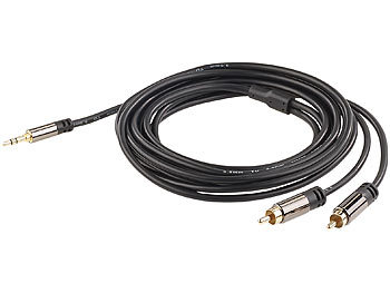auvisio Premium-Stereo-Kabel 3,5-mm-Klinke auf 2 Cinch-Stecker vergoldet 2 m 