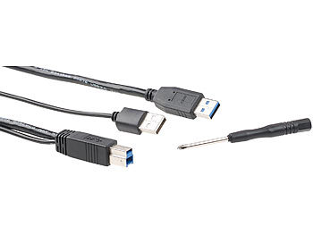 Xystec Netzteilloses USB-3.0-HDD-Gehäuse für 3,5"-SATA-Festplatten, Aluminium