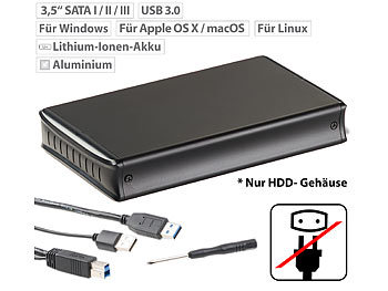 Xystec Netzteilloses USB-3.0-HDD-Gehäuse für 3,5"-SATA-Festplatten, Aluminium