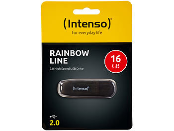 Intenso 16 GB USB-Speicherstick Rainbow Line, transparent-schwarz