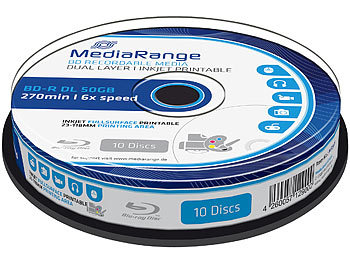 MediaRange Blu-ray Rohling BD-R Dual Layer 50GB 6x speed, printable, 10er-Spindel