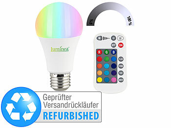 Luminea LED-Lampe E27, RGBW, 8 W (ersetzt 75 W), Versandrückläufer