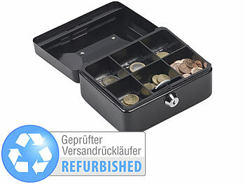 Xcase Stahl-Geldkassette, Münzeinsatz mit 6 Fächern, Versandrückläufer