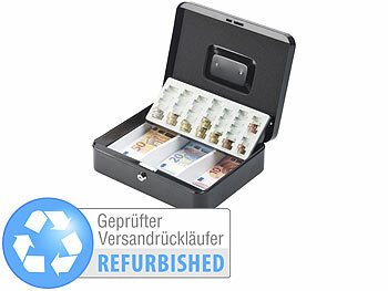 Tresor-Geldkassette: Xcase Stahl-Geldkassette, Münzzählbrett, Scheineinsatz, Versandrückläufer
