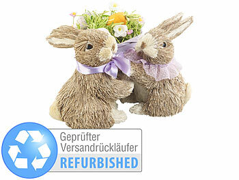 Osterhasendeko: infactory Deko-Osterhasen-Pärchen mit Ostereier-Korb,Versandrückläufer