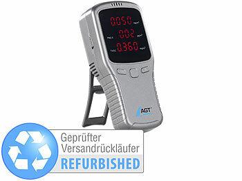 Luft-Qualität: AGT 5in1-Akku-Feinstaub-Messgerät für HCHO, Versandrückläufer