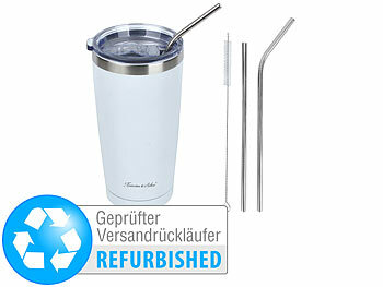 Rosenstein & Söhne Doppelwandiger Isolierbecher, weiß, für bis zu 600ml,Versandrückläufer 