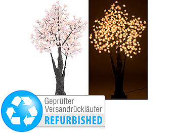 LED-Baum aussen: Luminea LED-Deko-Kirschbaum, 384 beleuchtete Blüten, 150 cm, Versandrückläufer