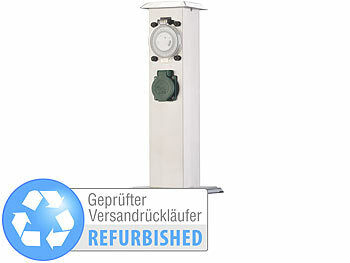 Mehrfach-Steckdosensäule: Royal Gardineer 2-fach-Outdoor-Steckdosen-Säule mit Zeitschaltuhr, Versandrückläufer
