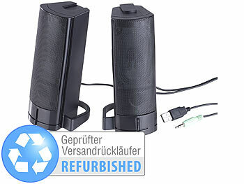 USB Lautsprecher: auvisio 2in1-PC-Stereo-Lautsprecher und Soundbar, 10 Watt, Versandrückläufer