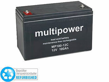 12V-Akku klein: Multipower AGM Bleiakku mit 100 Ah / 12 V, zyklenfest, Versandrückläufer 