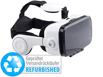VR Brille mit Controller: auvisio Virtual-Reality-Brille mit integrierten Kopfhörern (Versandrückläufer)
