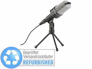 Podcast Mikrofon: auvisio Profi-Kondensator-Studio-Mikrofon mit Stativ, Versandrückläufer
