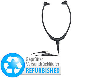 Kopfhörer mit Audiokabel: newgen medicals TV-Kinnbügel-Kopfhörer mit 3,5-mm-Versandrückläufer