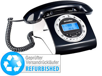 simvalley Schnurgebundenes Retro-Festnetztelefon, schwarz (refurbished)