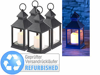 LED-Laterne Garten: Lunartec 4er Pack Laterne mit flackernder LED-Kerze, Versandrückläufer