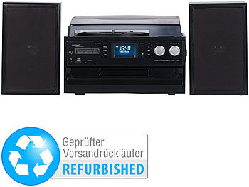Retro Plattenspieler: auvisio 5in1-Plattenspieler mit DAB+/FM-Radio, Bluetooth (Versandrückläufer)