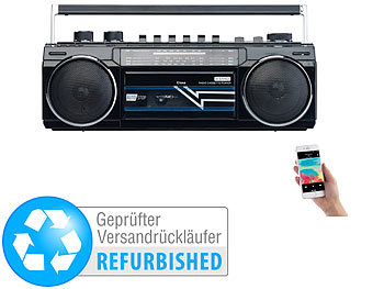 Kassettenradio: auvisio Retro-Boombox mit Kassetten-Player, Radio, Versandrückläufer