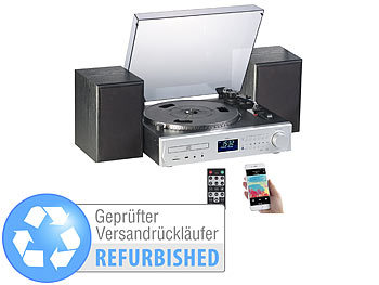 5in1-Plattenspieler: auvisio Plattenspieler/Digitalisierer, DAB+, CD, Bluetooth, Versandrückläufer