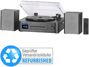 Stereoanlage mit Plattenspieler, CD und DAB+: auvisio Digitale HiFi-Stereoanlage und Digitalisierer Versandrückläufer