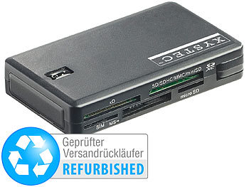 USB Chipkartenleser: Xystec Smart-, SIM- und Multi-Card-Reader mit 7 Slots, Versandrückläufer