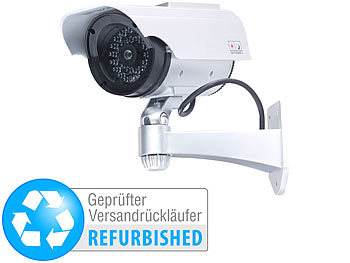 Außenkamera Attrappe: VisorTech Überwachungskamera-Attrappe mit Signal-LED, Versandrückläufer