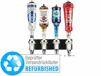 Getränkehalter Wand: infactory Flaschenhalter und Dosierer, 4-fach, für Wandmontage Versandrückläufer