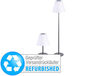 Outdoor Stehlampe kabellos: Lunartec Solar-LED-Tisch- & Stehleuchte, 1,6 W, 50 lm, IP44 (Versandrückläufer)