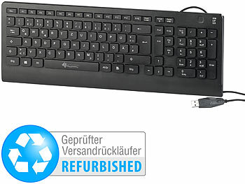 Tastatur deutsch: GeneralKeys USB-Standardtastatur mit 360°-Fingerabdruck-Scanner, Versandrückläufer